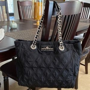 Brighton My Flat in London Bedfordshire H62383 Black Tote Silver Chain Strap HTF